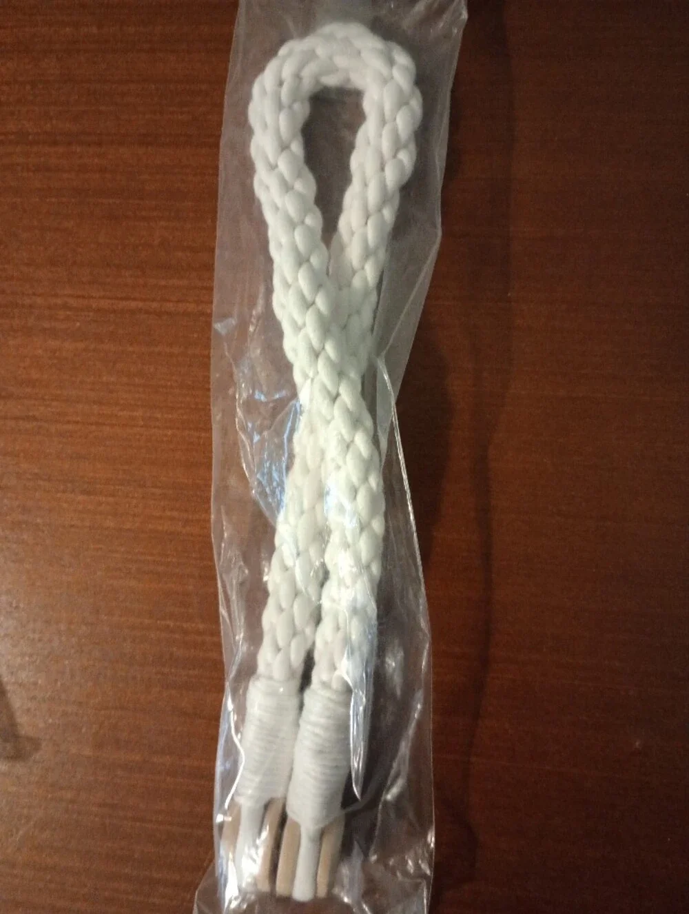 NEW Allen + Roth White Braided Rope Curtain Tiebacks Magnetic Closure- Set of 4